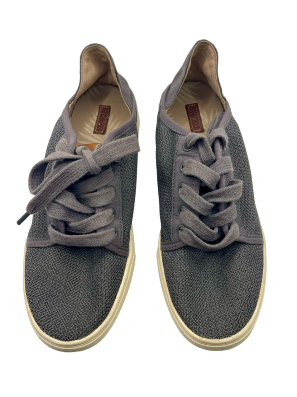 OluKai Pehuea Li Women 8 Gray Mesh Lace Up Comfort Sneakers Drop In Heel